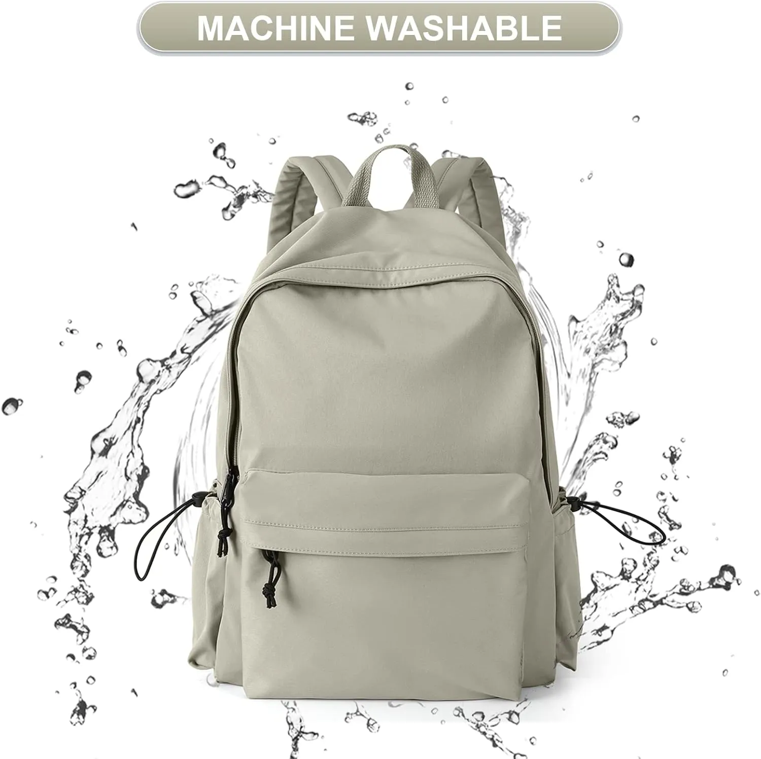 PAUBACK Green School Backpack for Girls Water Resistant High School Book Bag Simple Backpack for Teens Boys Girls, Lightweight Simple Middle School Back Pack Daypack