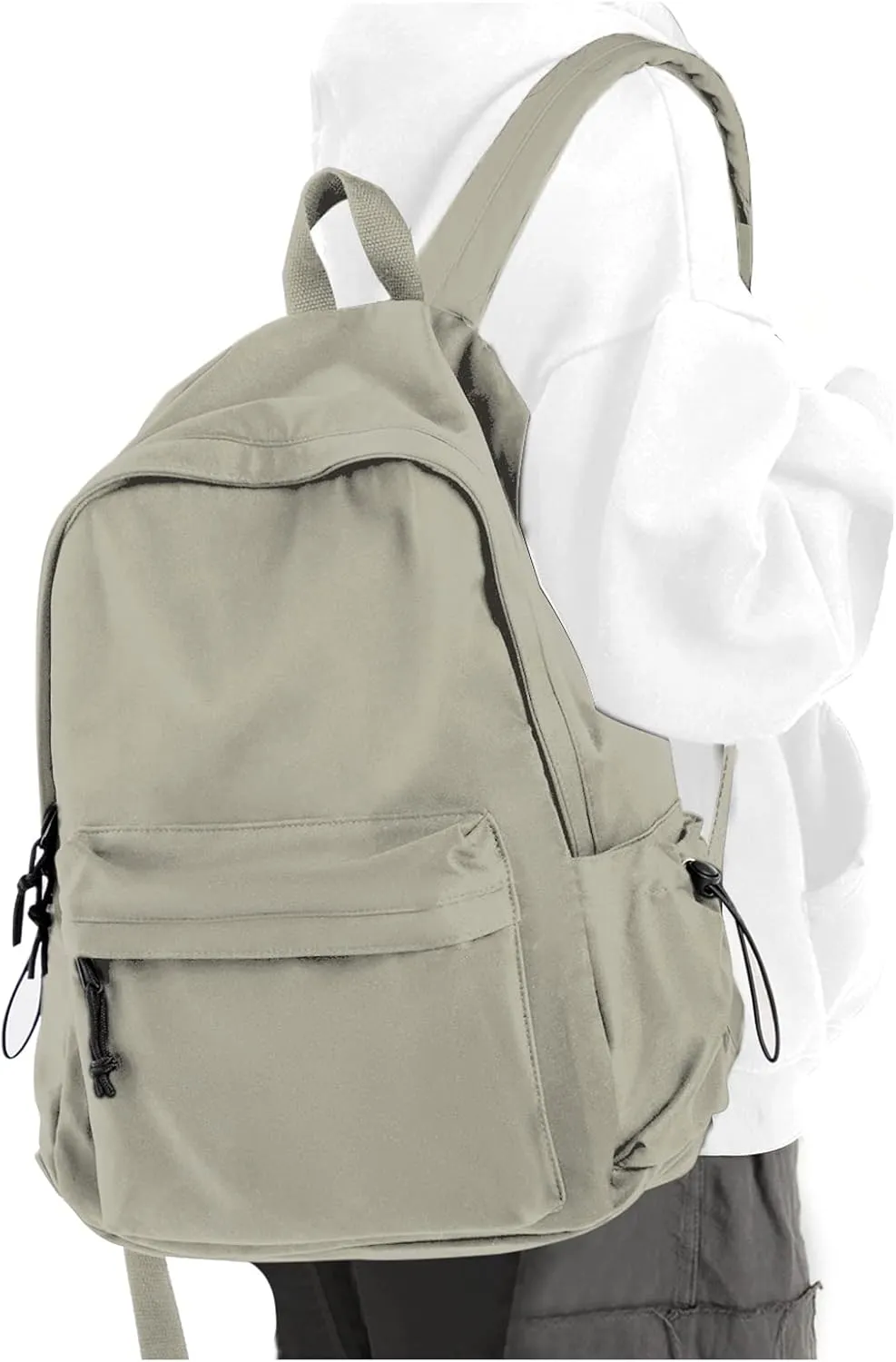 PAUBACK Green School Backpack for Girls Water Resistant High School Book Bag Simple Backpack for Teens Boys Girls, Lightweight Simple Middle School Back Pack Daypack
