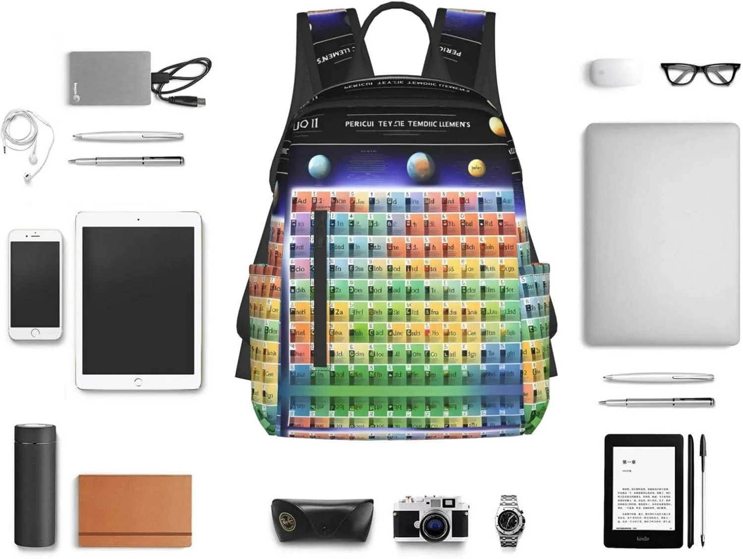 Periodic table of elements print Lightweight Laptop Backpack Travel Daypack Bookbag for Women Men for Travel Work
