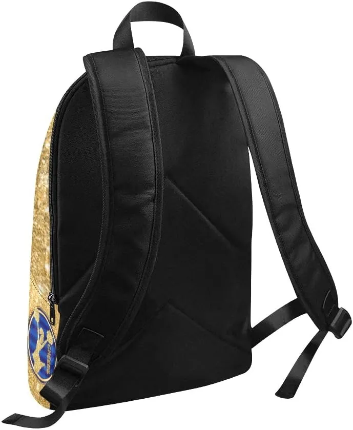 Personalized Blue and Gold Cheerleader Print Backpack with Name Custom Travel Daypack Bag for Man Woman Gifts