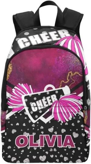 Personalized Cheer Cheerleader Pretty Print Backpack with Name Custom Travel Daypack Bag for Man Woman Gifts