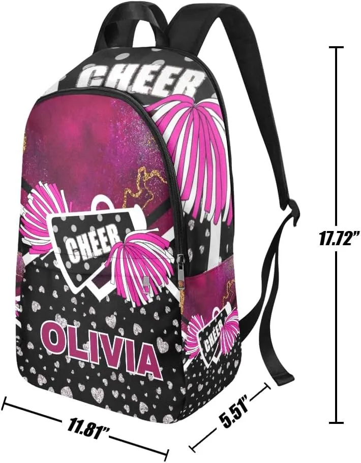 Personalized Cheer Cheerleader Pretty Print Backpack with Name Custom Travel Daypack Bag for Man Woman Gifts