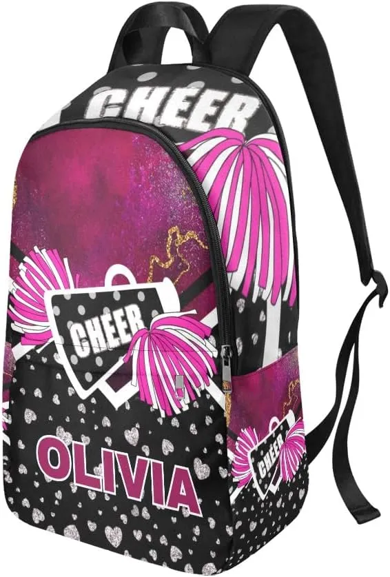 Personalized Cheer Cheerleader Pretty Print Backpack with Name Custom Travel Daypack Bag for Man Woman Gifts