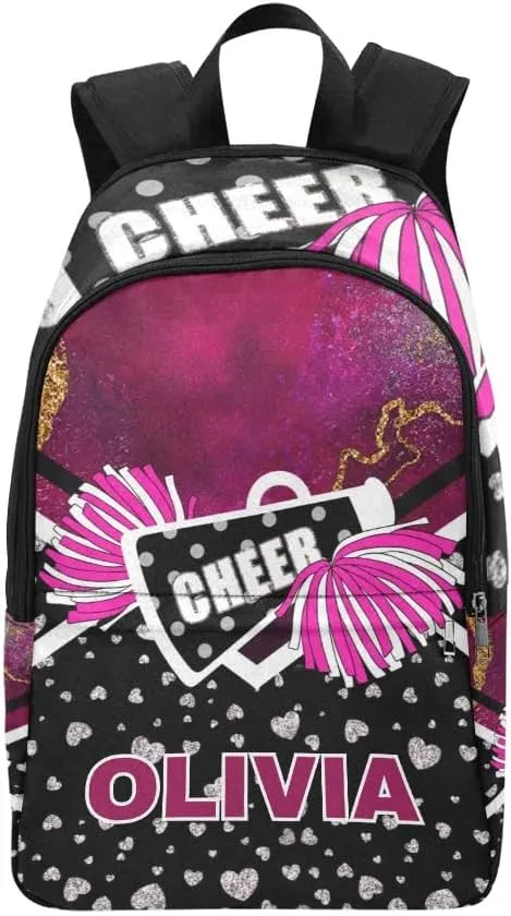 Personalized Cheer Cheerleader Pretty Print Backpack with Name Custom Travel Daypack Bag for Man Woman Gifts