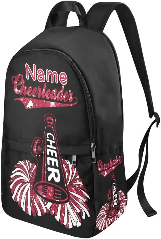 Personalized Cheer Red Cheerleader Backpack with Name Custom Travel Daypack Bag for Man Woman Gifts