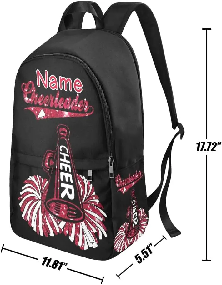 Personalized Cheer Red Cheerleader Backpack with Name Custom Travel Daypack Bag for Man Woman Gifts