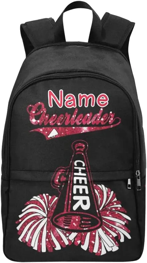 Personalized Cheer Red Cheerleader Backpack with Name Custom Travel Daypack Bag for Man Woman Gifts