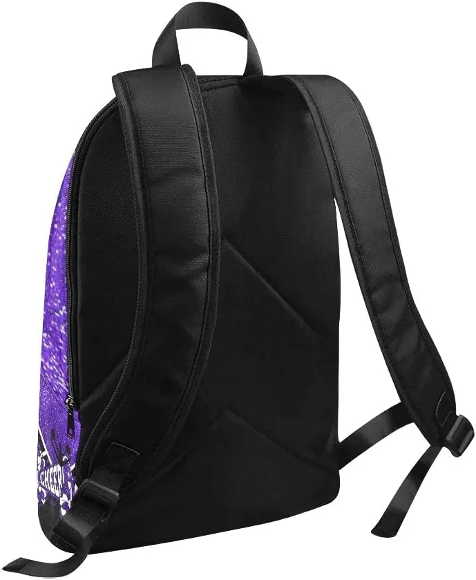 Personalized Cheerleader Cheer Purple Print Backpack with Name Custom Travel Daypack Bag for Man Woman Gifts