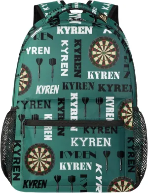Personalized Darts Backpack with Name, Sports Bag Backpack for Men Women, Customized Laptop Backpacks Travel Camping Daypack, Dark Green Blue