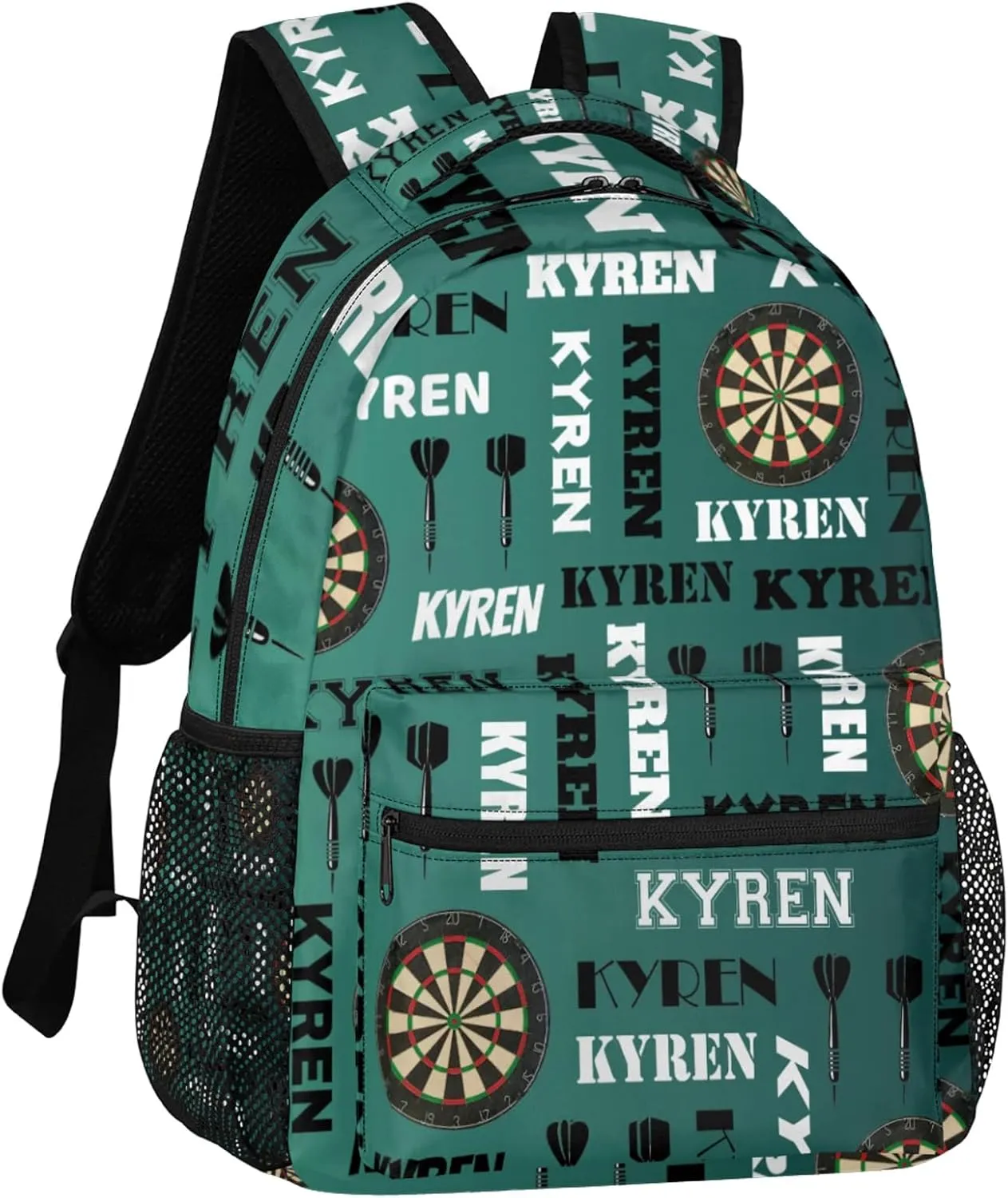 Personalized Darts Backpack with Name, Sports Bag Backpack for Men Women, Customized Laptop Backpacks Travel Camping Daypack, Dark Green Blue