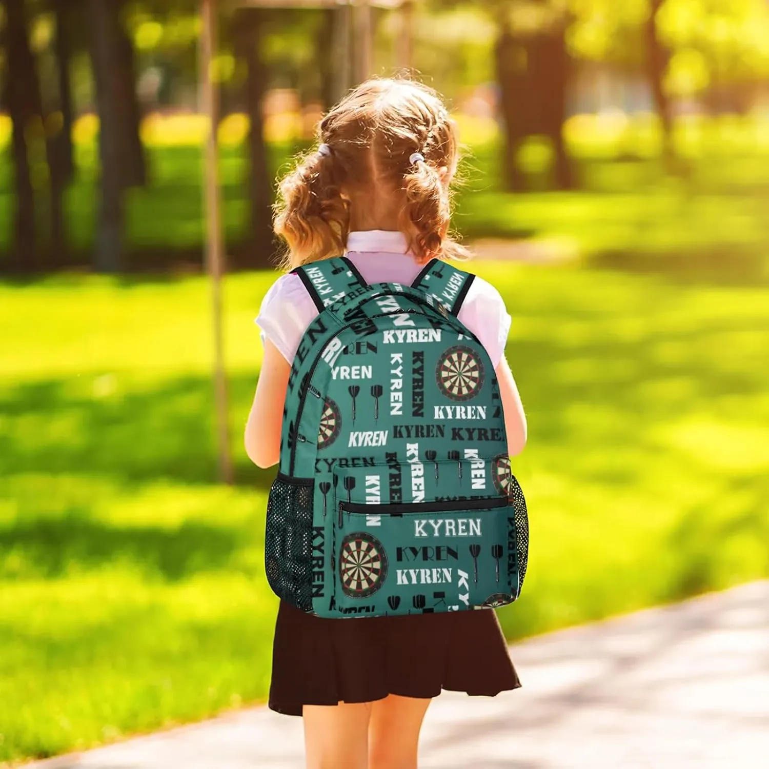 Personalized Darts Backpack with Name, Sports Bag Backpack for Men Women, Customized Laptop Backpacks Travel Camping Daypack, Dark Green Blue