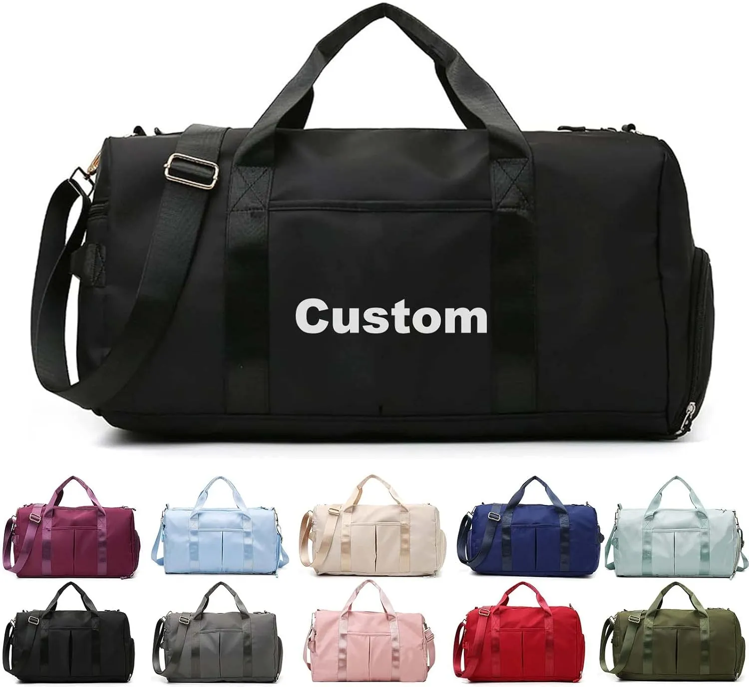 Personalized Duffle Bag, Custom Name Dance Bag for Girls, Personalized Embroidered Sports Gym Bag with Shoes Compartment for Women Girls (Black)