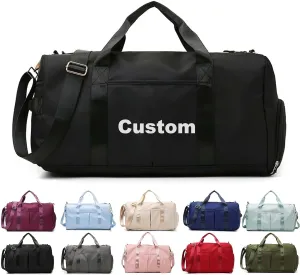 Personalized Duffle Bag, Custom Name Dance Bag for Girls, Personalized Embroidered Sports Gym Bag with Shoes Compartment for Women Girls (Black)