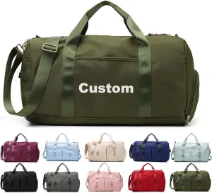 Personalized Duffle Bag, Custom Name Dance Bag for Girls, Personalized Embroidered Sports Gym Bag with Shoes Compartment for Women Girls (Green)