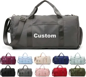 Personalized Duffle Bag, Custom Name Dance Bag for Girls, Personalized Embroidered Sports Gym Bag with Shoes Compartment for Women Girls (Grey)