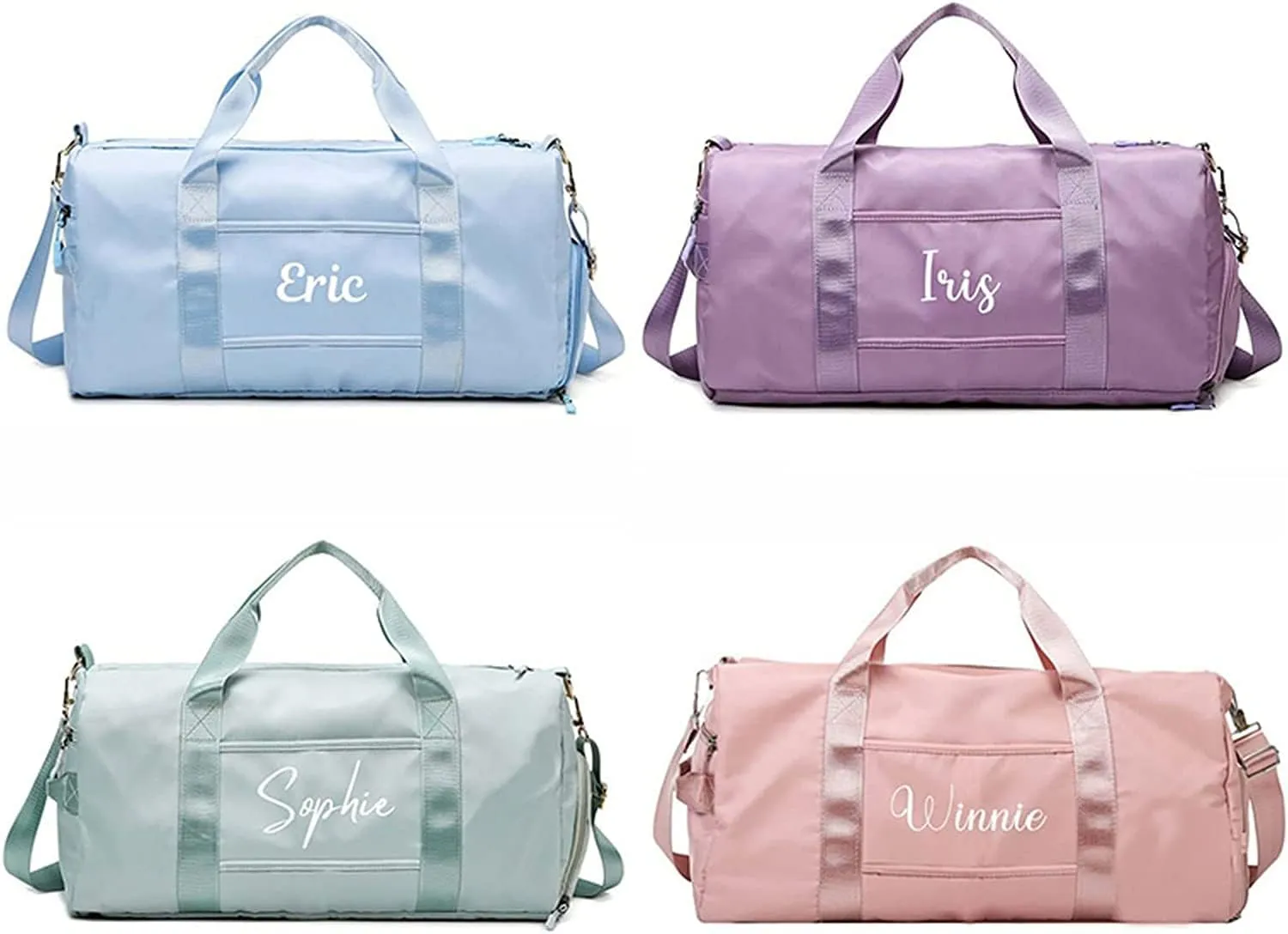 Personalized Duffle Bag, Custom Name Dance Bag for Girls, Personalized Embroidered Sports Gym Bag with Shoes Compartment for Women Girls (Grey)