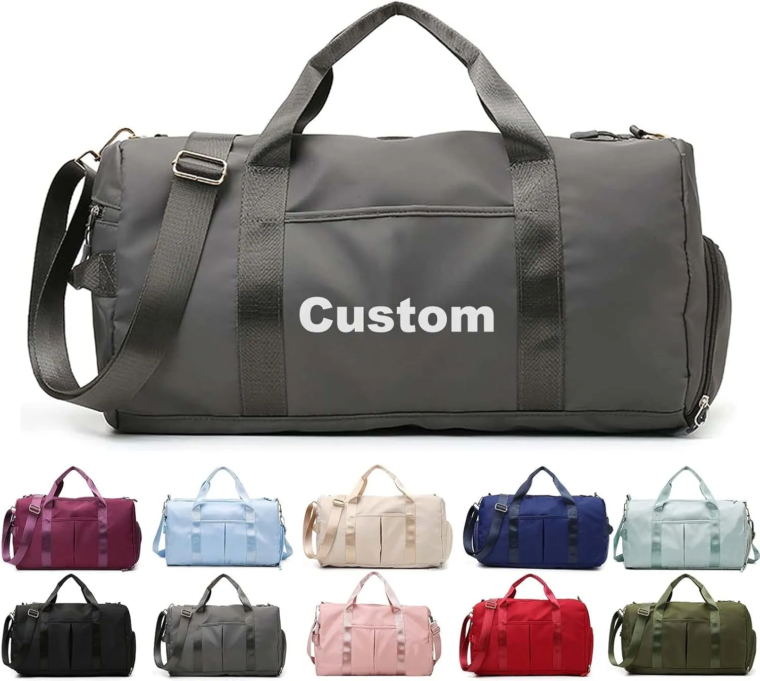 Personalized Duffle Bag, Custom Name Dance Bag for Girls, Personalized Embroidered Sports Gym Bag with Shoes Compartment for Women Girls (Grey)