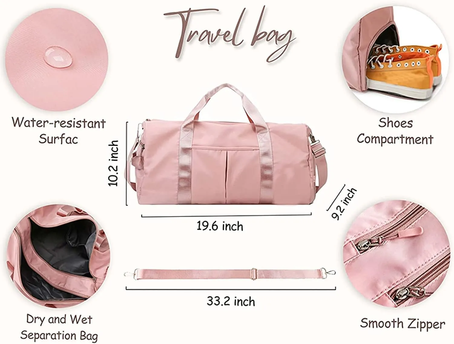 Personalized Duffle Bag, Custom Name Dance Bag for Girls, Personalized Embroidered Sports Gym Bag with Shoes Compartment for Women Girls (Grey)
