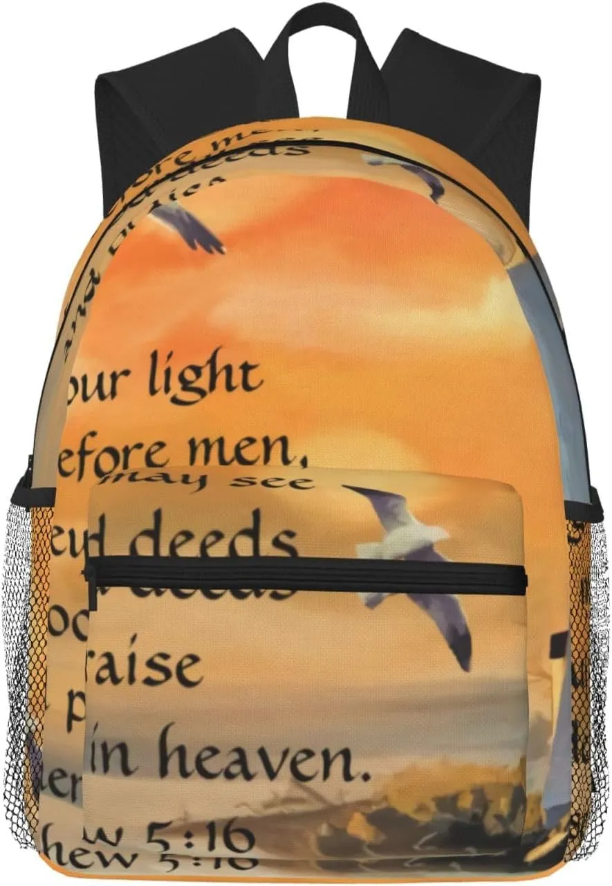 Personalized Lighthouse Sunset Bible Verse Lightweight Packable Backpack Travel Casual Hiking Daypack Foldable Backpack For Men Women