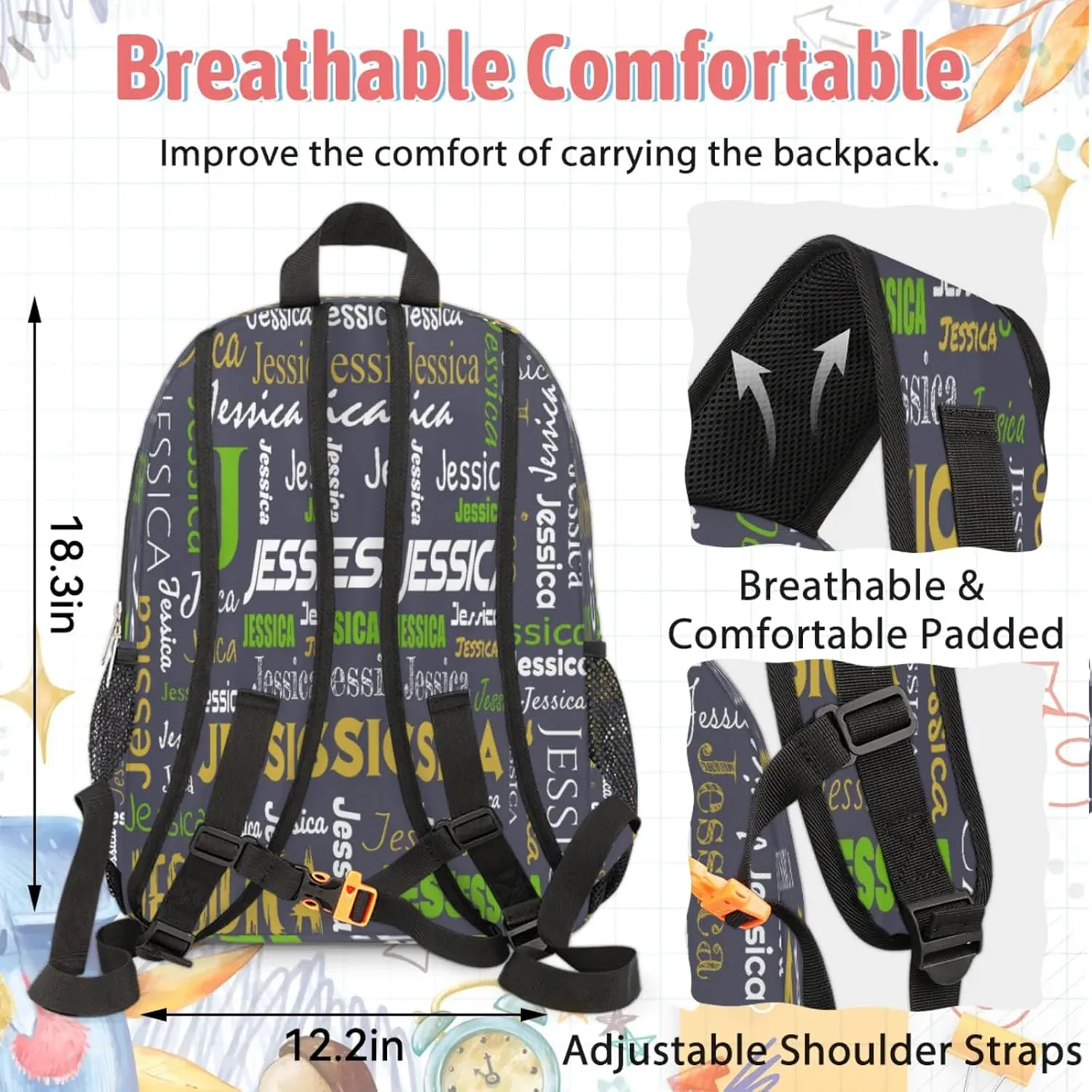 Personalized Name Backpack with Lunch Box Sets, Portable Custom Backpacks Casual Daypack Lunch Bag for Women Men Unisex, Lightweight Dark Gray Bags