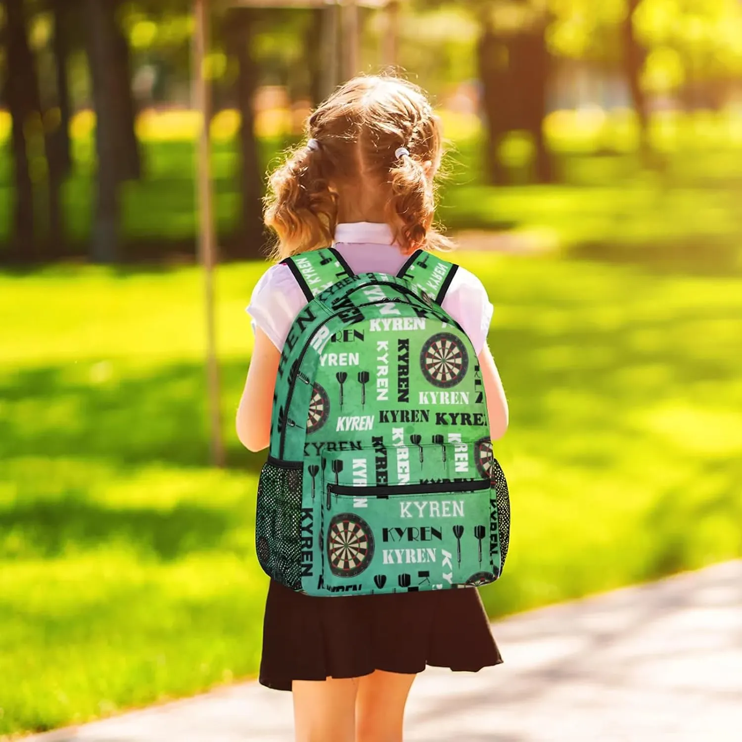 Personalized Name Darts Backpack, Sports Bag Backpack for Men Women, Custom Name Laptop Backpacks Travel Camping Daypack, Dark Green