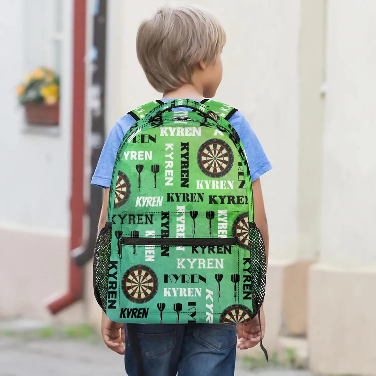 Personalized Name Darts Backpack, Sports Bag Backpack for Men Women, Custom Name Laptop Backpacks Travel Camping Daypack, Dark Green