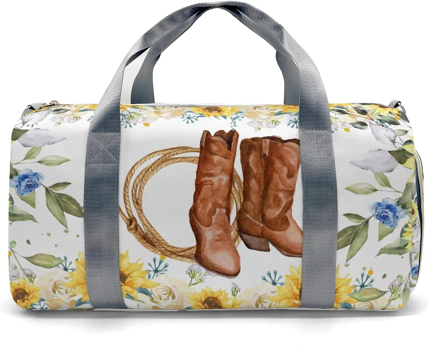Personalized Name Duffel Bag Sunflower Cowboy Boot Rope Ultimate Travel Bags: Your Companion for Every Adventure