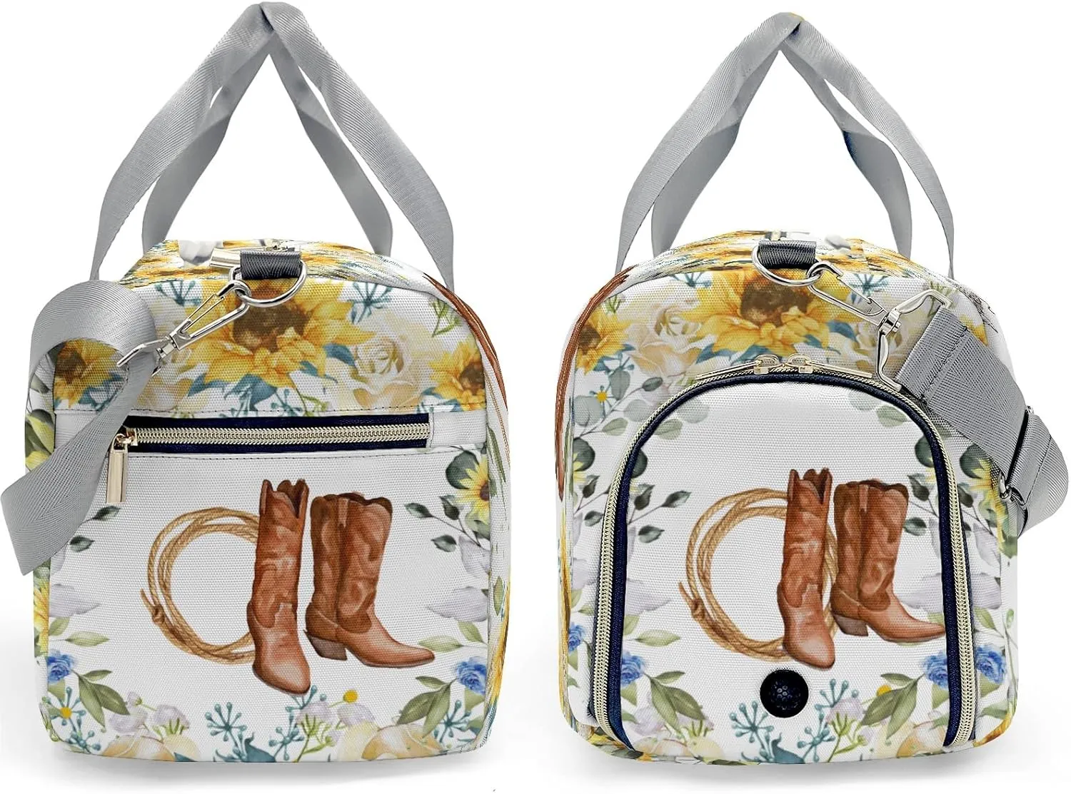 Personalized Name Duffel Bag Sunflower Cowboy Boot Rope Ultimate Travel Bags: Your Companion for Every Adventure