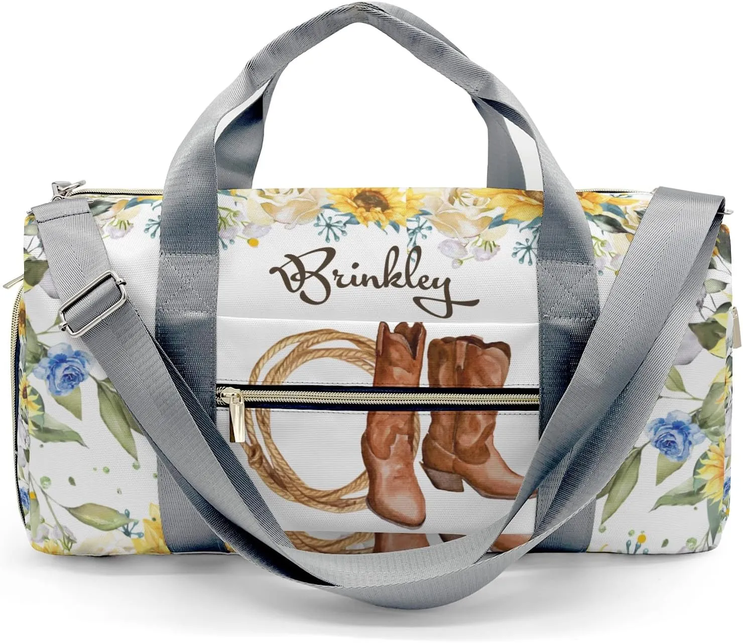 Personalized Name Duffel Bag Sunflower Cowboy Boot Rope Ultimate Travel Bags: Your Companion for Every Adventure