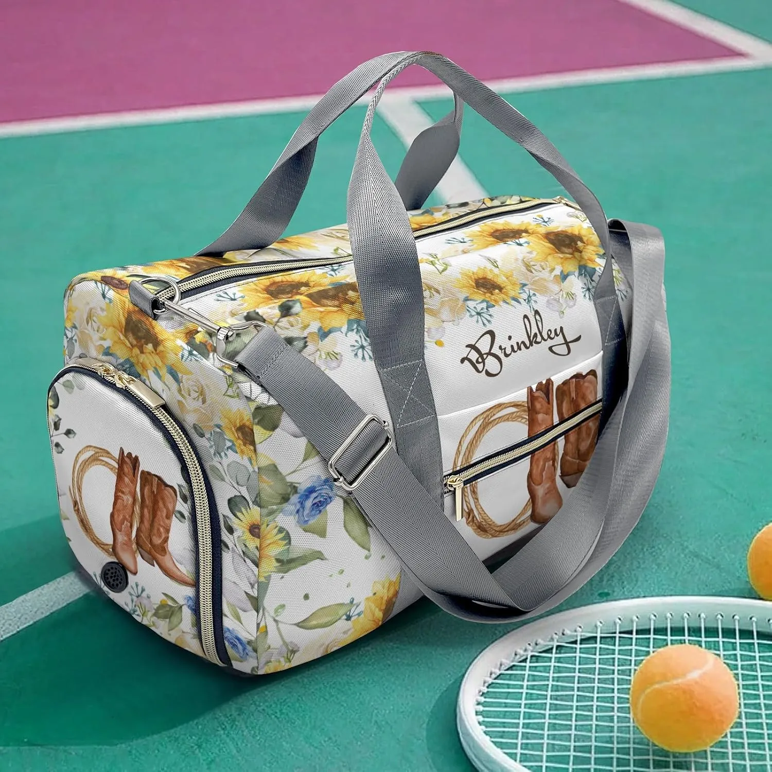 Personalized Name Duffel Bag Sunflower Cowboy Boot Rope Ultimate Travel Bags: Your Companion for Every Adventure