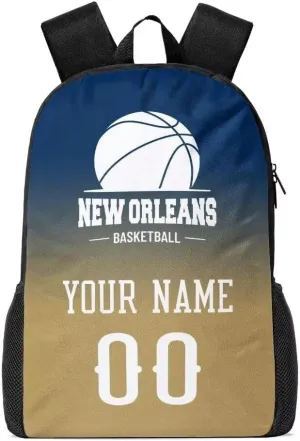 Personalized New Orleans Basketball Sports Backpack Custom City Fan Gift Shoulder Bag Add Name and Number Casual Bag