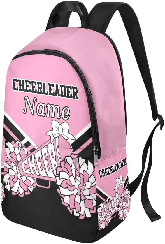 Personalized Pink Black Cheer Cheerleader Backpack with Name Custom Travel Daypack Bag for Man Woman Gifts