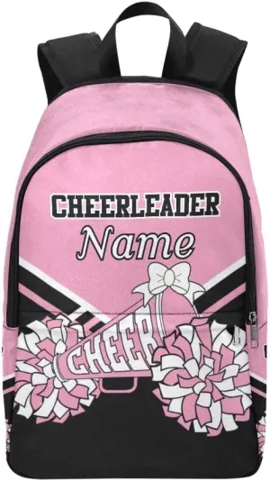 Personalized Pink Black Cheer Cheerleader Backpack with Name Custom Travel Daypack Bag for Man Woman Gifts