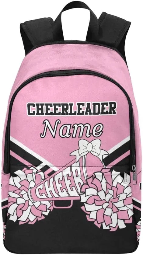 Personalized Pink Black Cheer Cheerleader Backpack with Name Custom Travel Daypack Bag for Man Woman Gifts