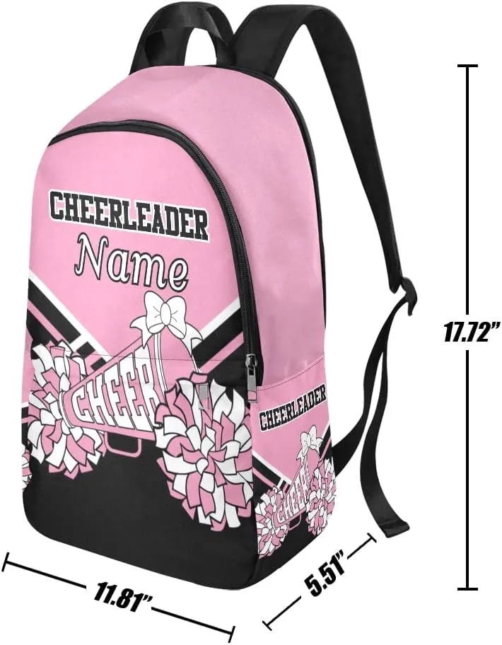 Personalized Pink Black Cheer Cheerleader Backpack with Name Custom Travel Daypack Bag for Man Woman Gifts