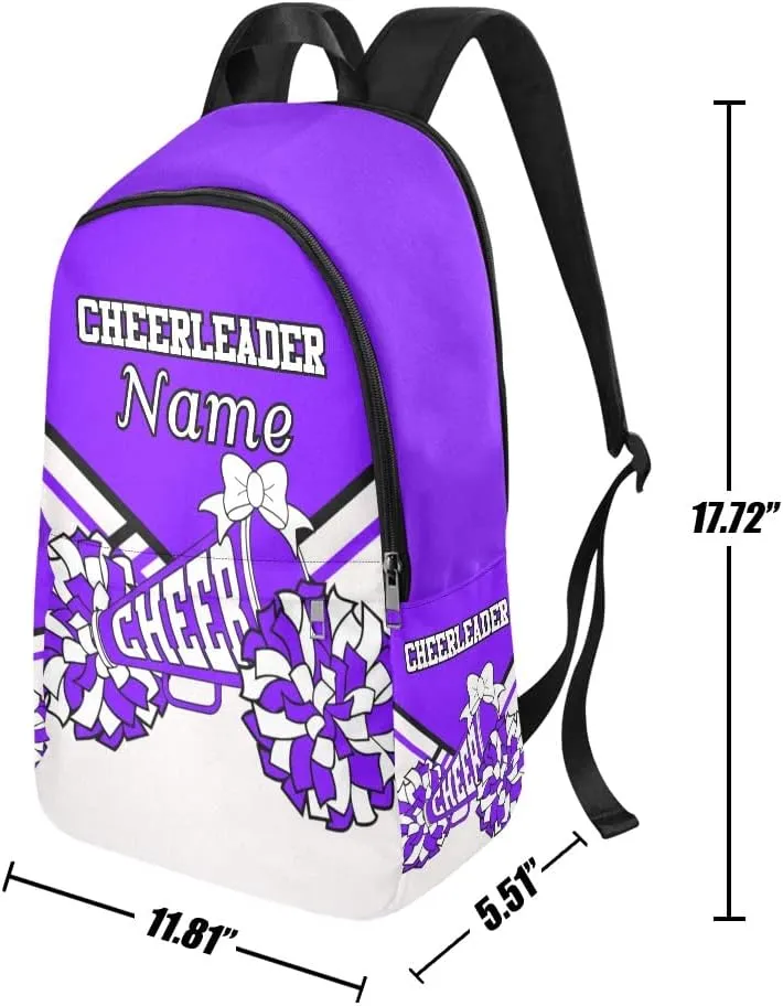 Personalized Purple White Cheer Cheerleader Backpack with Name Custom Travel Daypack Bag for Man Woman Gifts