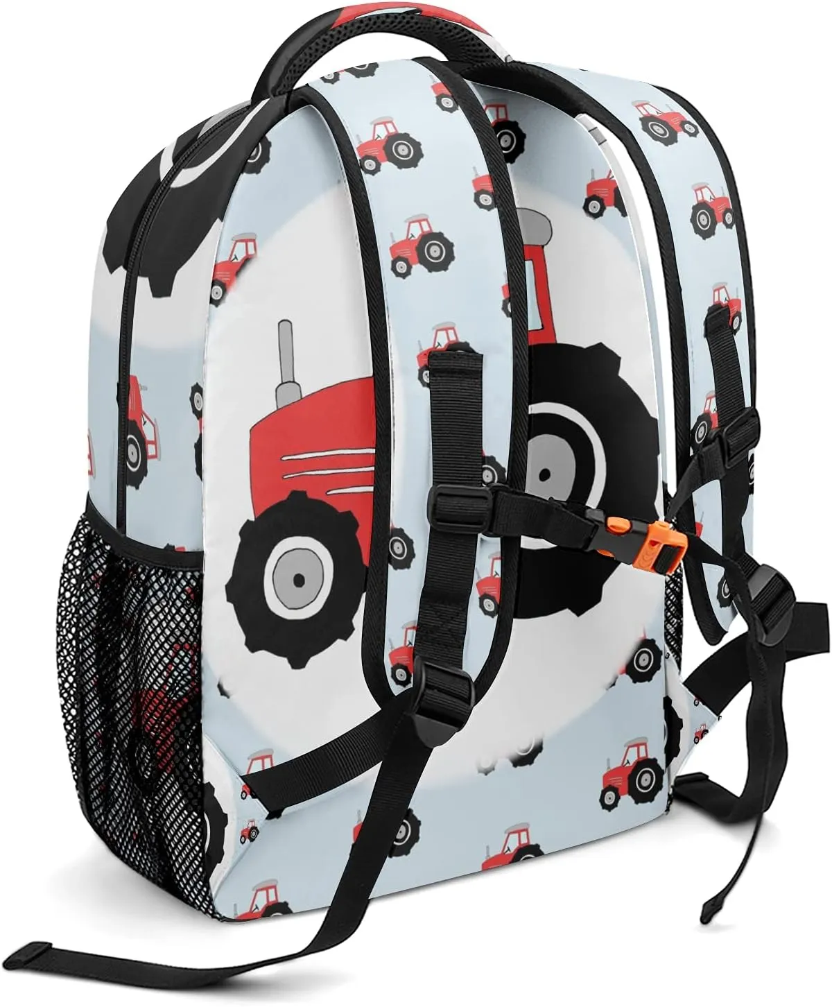 Personalized Red Black Tractor Pattern Backpack School Bag with Name Waterproof Travel Daypack Bag for Man Woman Gifts 12.2 x 5.9 x 16.5 inch (LxWxH)