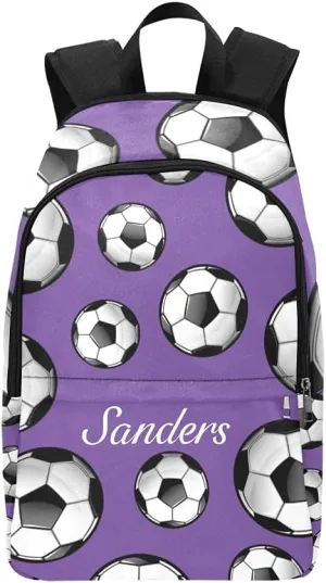Personalized Soccer Purple Casual Daypack Bag with Name Custom Backpack for Man Woman Girl Boy Gifts 11.81 x 5.51 x 17.72 inch (LxWxH)