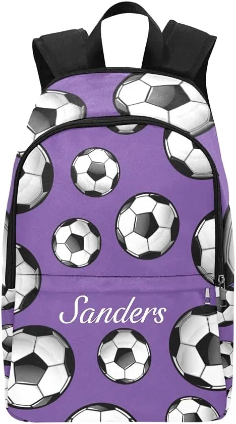 Personalized Soccer Purple Casual Daypack Bag with Name Custom Backpack for Man Woman Girl Boy Gifts 11.81 x 5.51 x 17.72 inch (LxWxH)