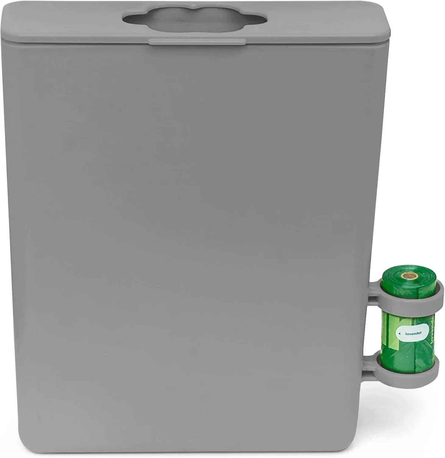 Pet Poop Bag Receptor for Outdoor Trash Can with Lid - with Practical Side Dispenser for Scented Bags - Pooper Scooper - Attaches to Any Garbage Bin, Fence or Residential Balcony Area