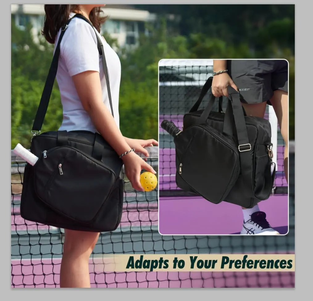 Pickleball Bags for Women, Pickleball Bag Tote with Front Pocket Fits 2 Paddles, Cute Pickleball Paddle Bag with Fence Hook & Shoulder Strap, Pickleball Gifts Accessories for Women Ladies