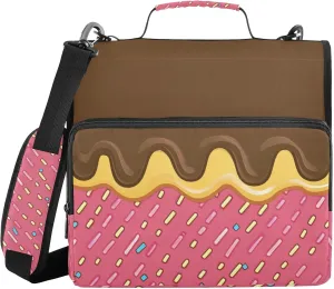Pink Dots Chocolate Zipper Binder with Shoulder Strap Trapper Keeper 3 Ring Binder Organizer Large Capacity Multiple Compartments for School Office