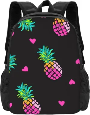 Pink Hearts And Pineapples Lightweight Packable Backpack Travel Casual Large Capacity Daypack Foldable Backpack For Men Women