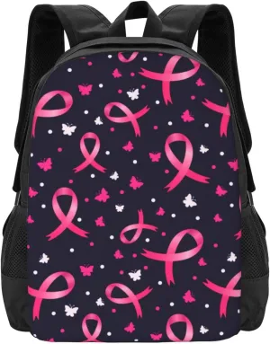 Pink Ribbons And Butterflies Breast Cancer Lightweight Packable Backpack Travel Casual Large Capacity Daypack Foldable Backpack For Men Women