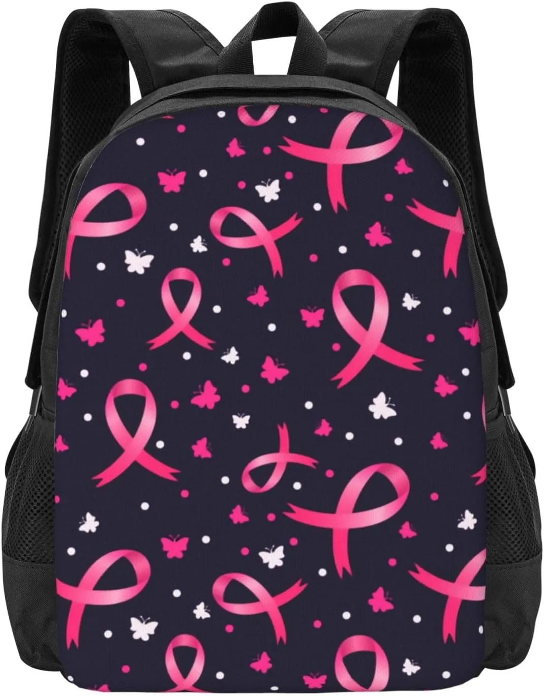 Pink Ribbons And Butterflies Breast Cancer Lightweight Packable Backpack Travel Casual Large Capacity Daypack Foldable Backpack For Men Women