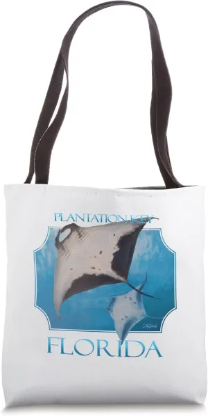 Plantation Key Florida Manta Rays Ocean Sea Rays Tote Bag