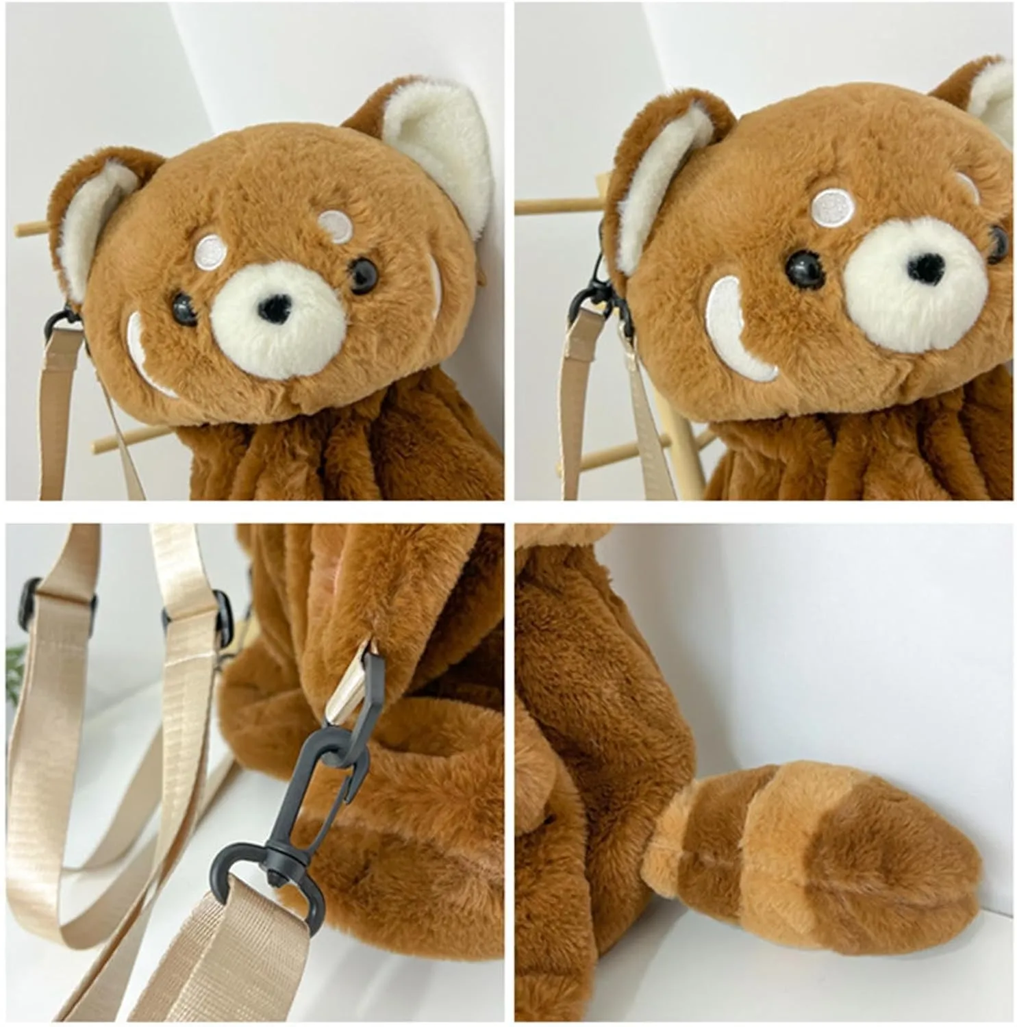 Plush Panda Shoulder Bag Lovely Cartoon Bear Backpack Dating Bag Soft Crossbody Bag Simple Messengers Bag for Daily