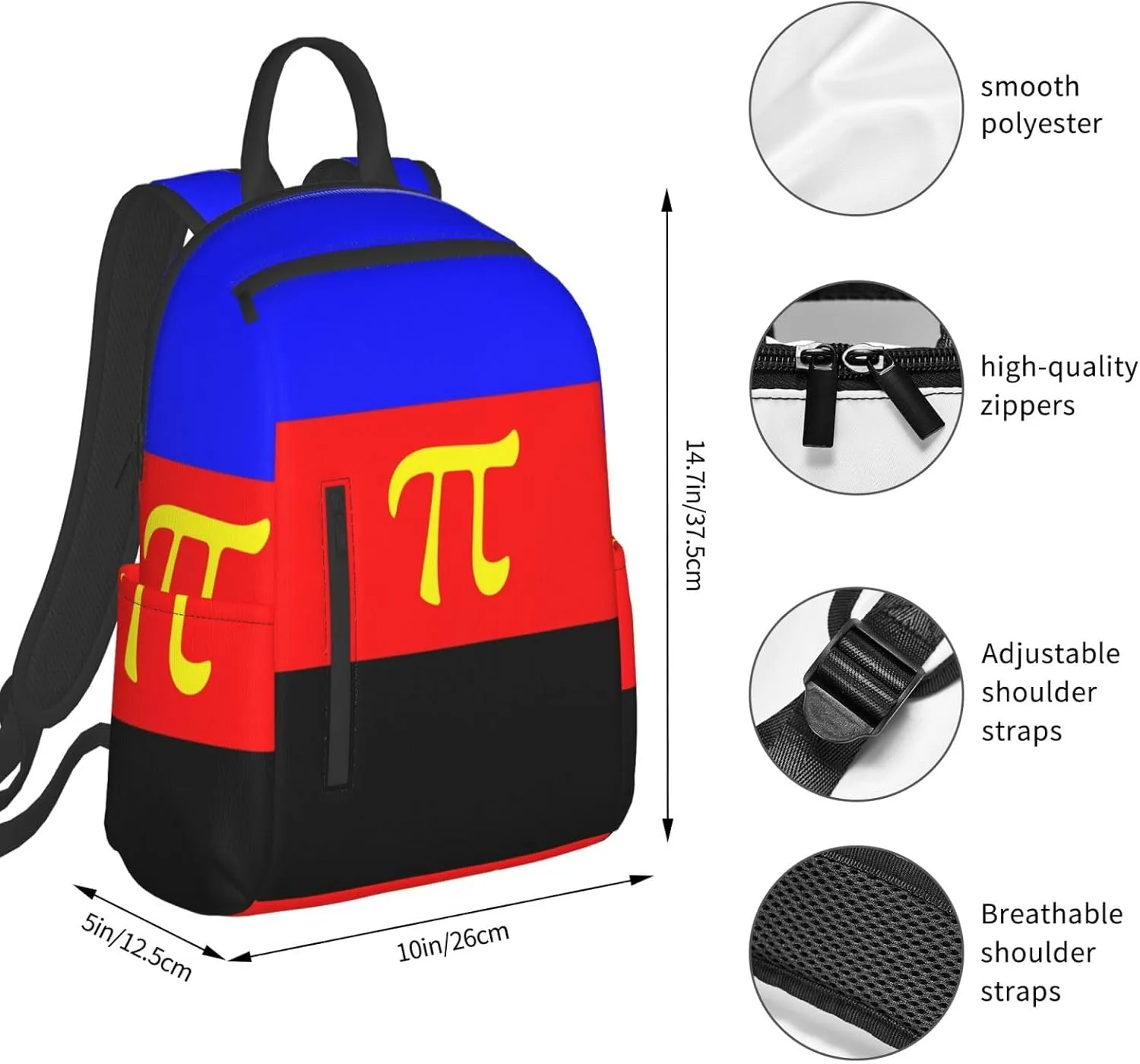 Polyamory Pride Flag Travel Laptop Backpack Casual Backpacks Double Shoulder Daypack Notebook Rucksack Work Bags Sports Bag for Hiking Camping Beach