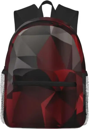 Polygonal, Black And Red Lightweight Packable Backpack Travel Casual Hiking Daypack Foldable Backpack For Men Women