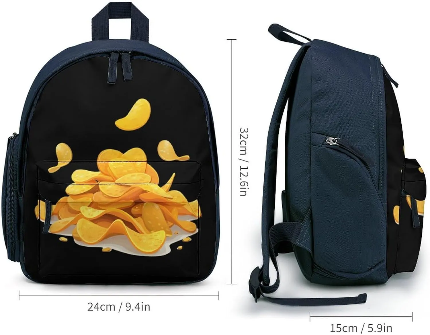 Potato Chips Funny Travel Backpack Lightweight Shoulder Bag Casual Daypack for Daily Business for Women Men